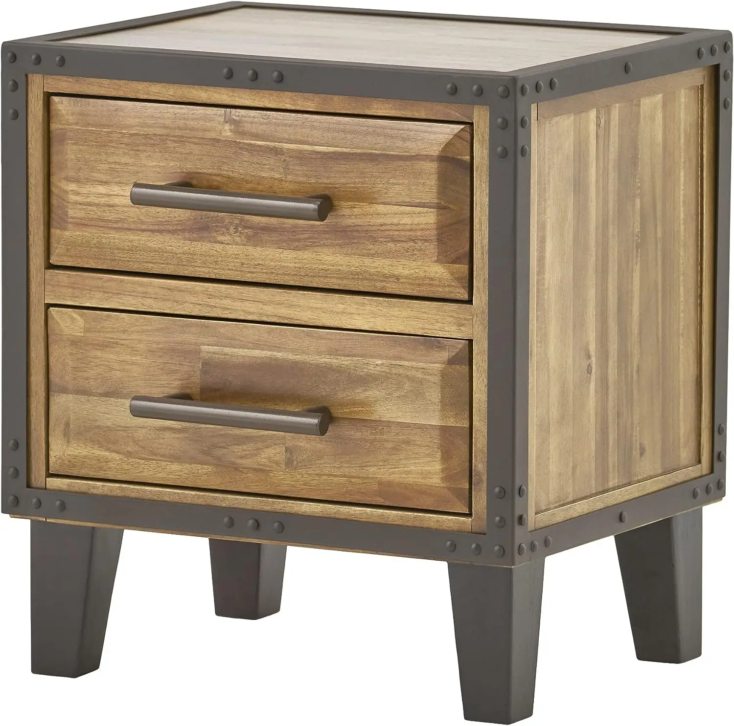

Acacia Wood Two Drawer Night Stand, Natural Stained