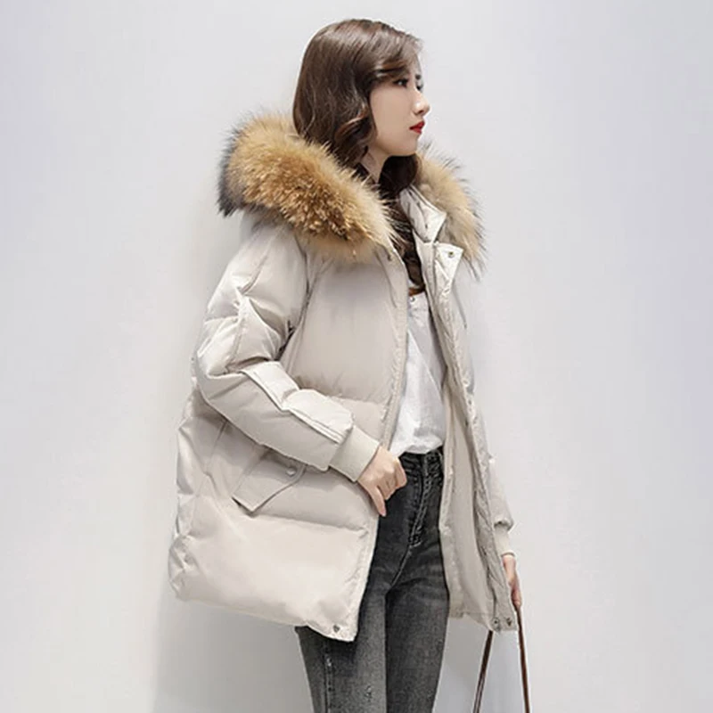 2022 New Thickened Down Jacket Plus Size Women's Winter Bomber Jacket Hooded Wool Collar Cotton Coat Women's Parka Coat