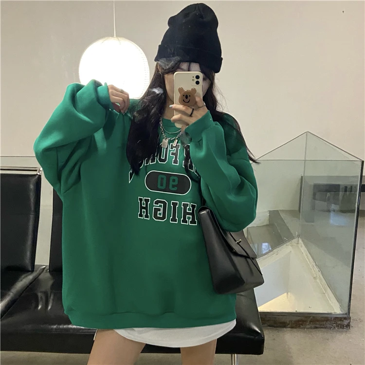 

1615 new outer wear Korean version loose letter printing round neck Sweatshirts