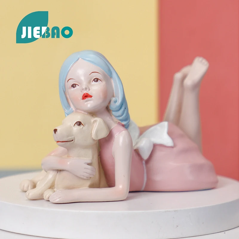 

Resin Statue Girl Hugging Dog Nordic Abstract Ornaments For Figurines Interior Sculpture Room Home Decor