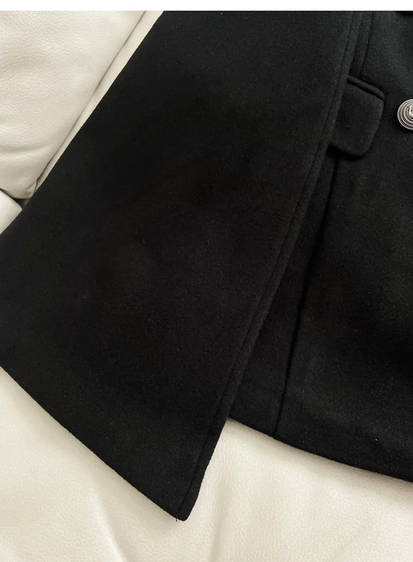 Высококачественная зимняя накидка шерстяная верхняя одежда Женская двубортная