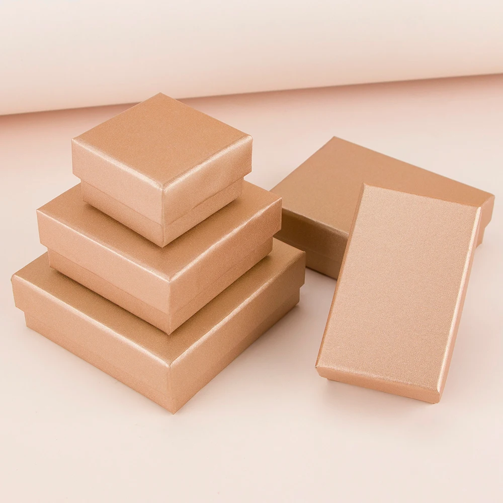 

Champagne jewelry gift box jewelry packaging carton jewelry storage box ring necklace box rectangular sponge lined carton
