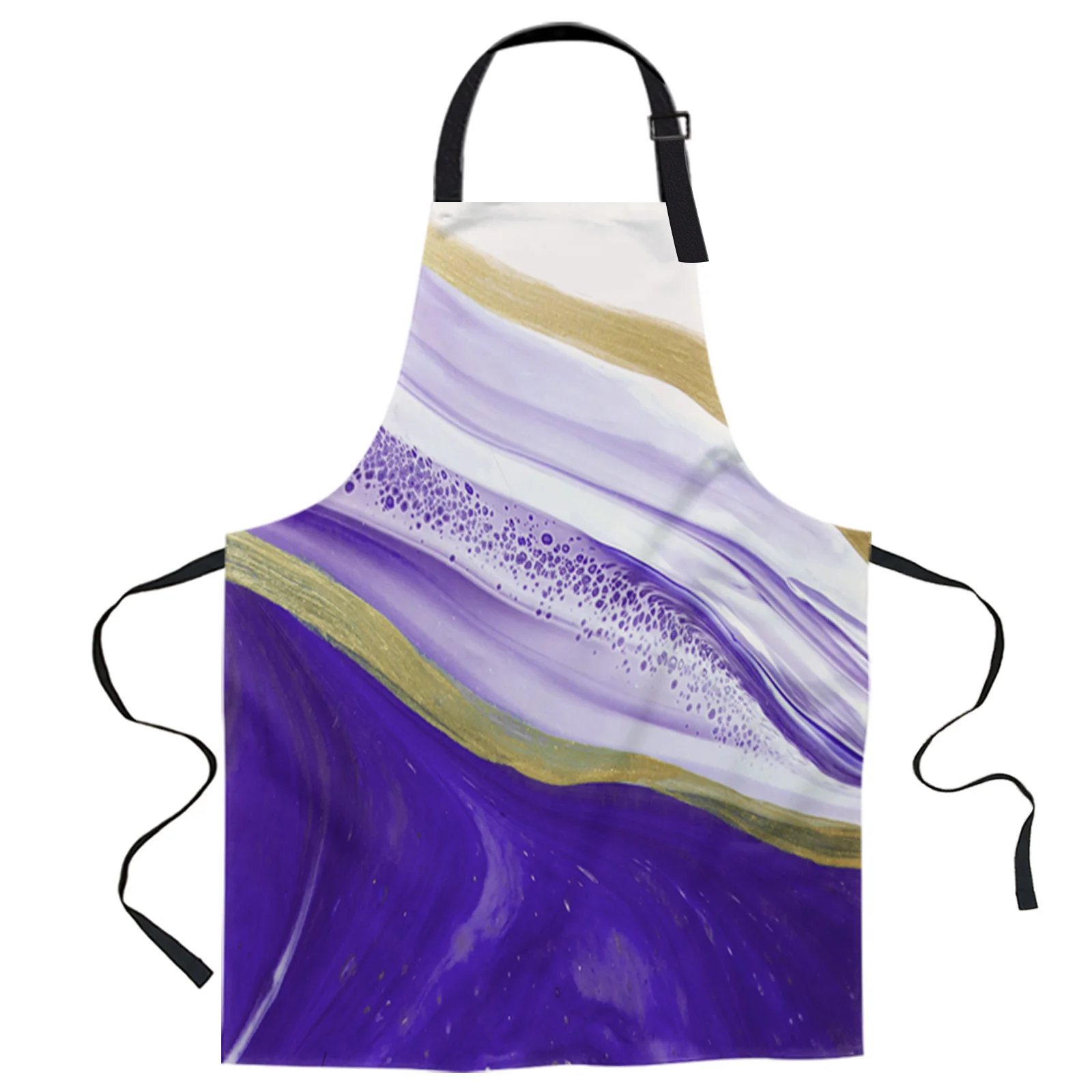 

Purple Gradient Texture Marbling Painting Art Design Adjustable Canvas Kitchen Coffee Apron Ladies Couple Cooking Dining
