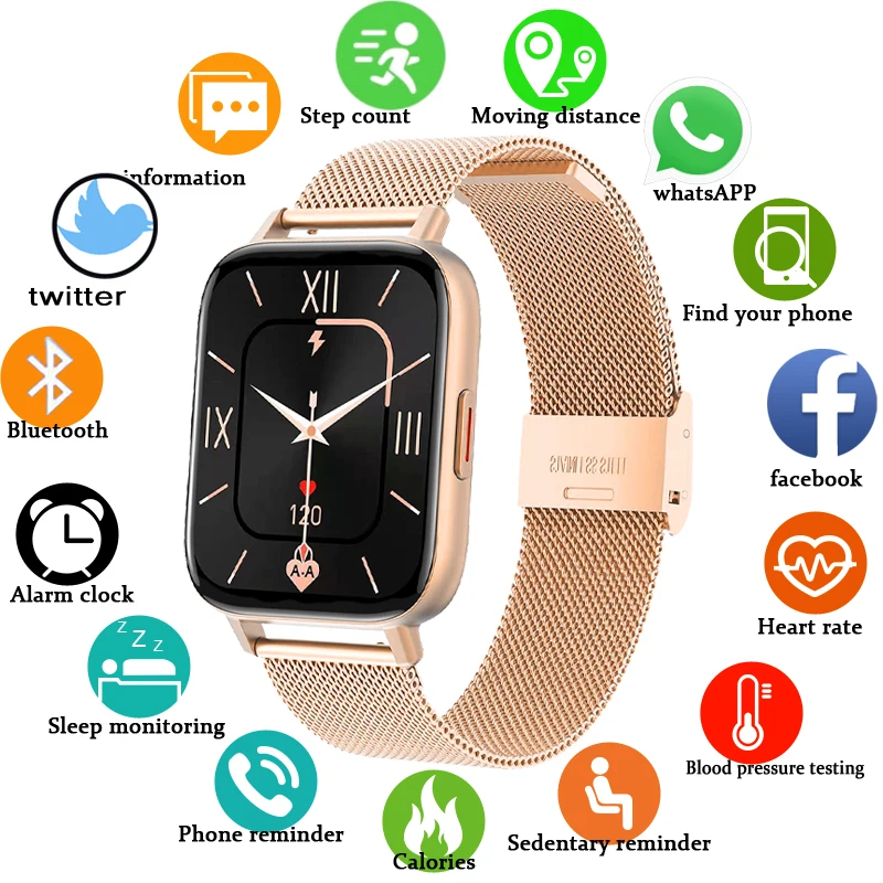 

New 1.69 Inch Bluetooth Answer Call Smart Watch Women Men Full Touch Dial Call Fitness Tracker IP67 Waterproof Smartwatch Women