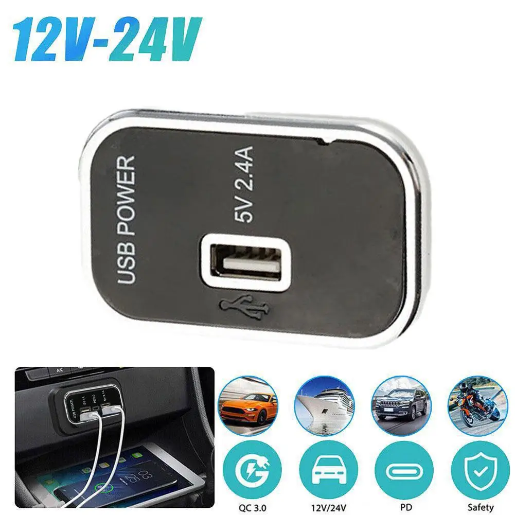 

Автомобильная розетка для быстрой зарядки, 1 порт, а, черная USB-розетка для зарядного устройства, адаптер питания, розетка для мотоцикла, автомобиля, грузовика, лодки L7B1