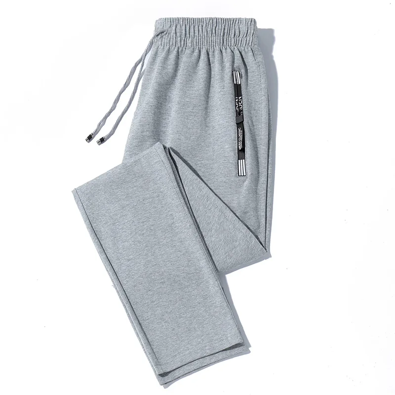 Men Casual Sport Long Pants Zip Pocket Sweatpants Soft Outdoor Running Gym Pants Jogging Plus Size M-6XL Straight Loose Trousers