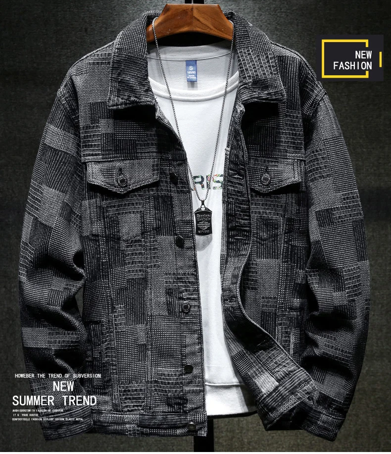 

Men's Denim Autumn Jacket, Korean Fashion Style, Gray, Slim, Beautiful Fashion Jacket