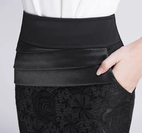 Юбка-карандаш Женская кружевная в стиле пэчворк с завышенной талией облегающая