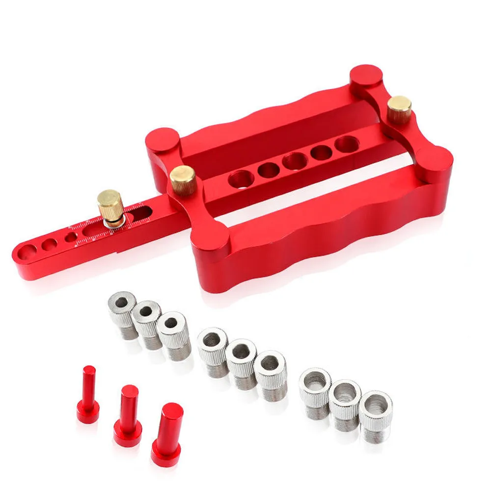 ALLSOME 6/8/10mm Self-centering Woodworking Doweling Jig Drill Guide Wood Dowel Puncher Locator Tools Kit for Carpentry