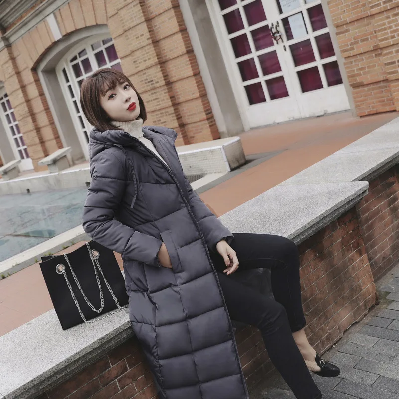 Parkas Women plus Size Winter Long below the Knee Cotton Cloth Hooded Thickened Cotton-Padded Jacket for Women Winter Coat Women