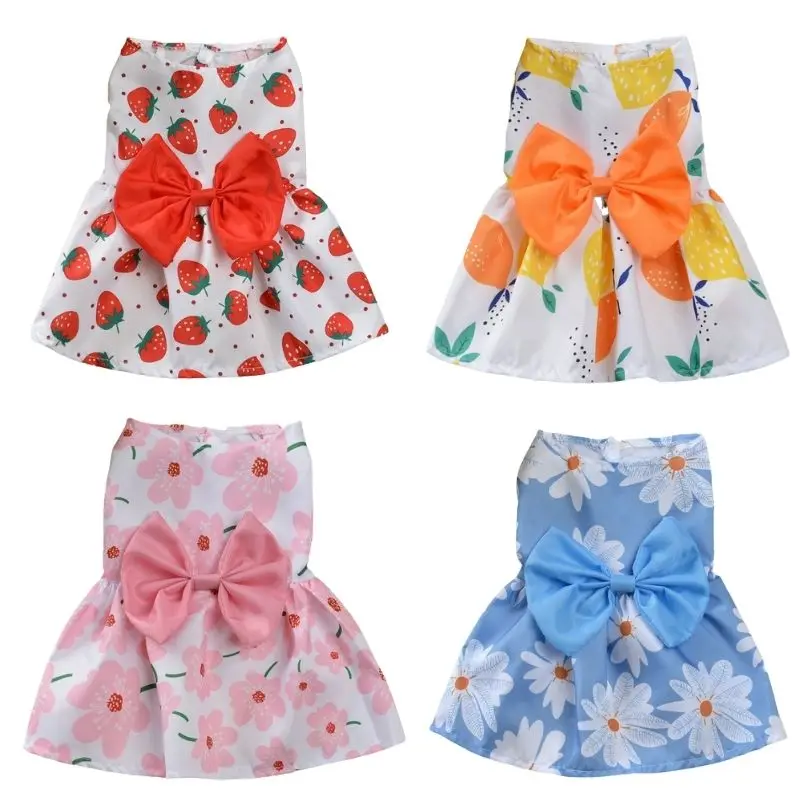 

Summer Bow Floral Princess Dog Dress for Small Dogs Cats Dog Wedding Dresses for Chihuahua Pet Skirt York Clothes Apparel