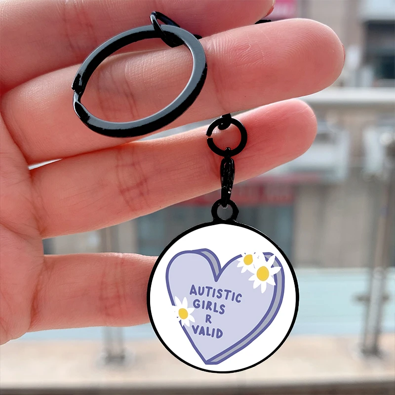 

Fashion Autistic Girls Are Valid Cool Key Tag Motorcycles Cars Backpack Chaveiro Keychain For Friends Key Ring Gifts Accessories