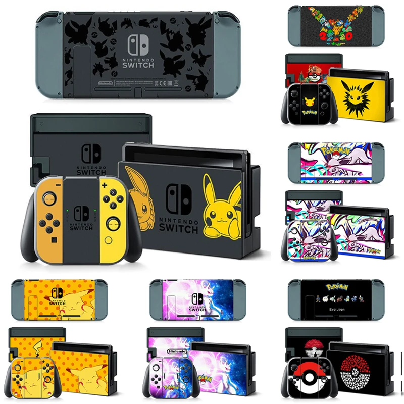 Autocollant pokémon Pikachu pour Nintendo Switch  dessin animé  contrôleur antidérapant