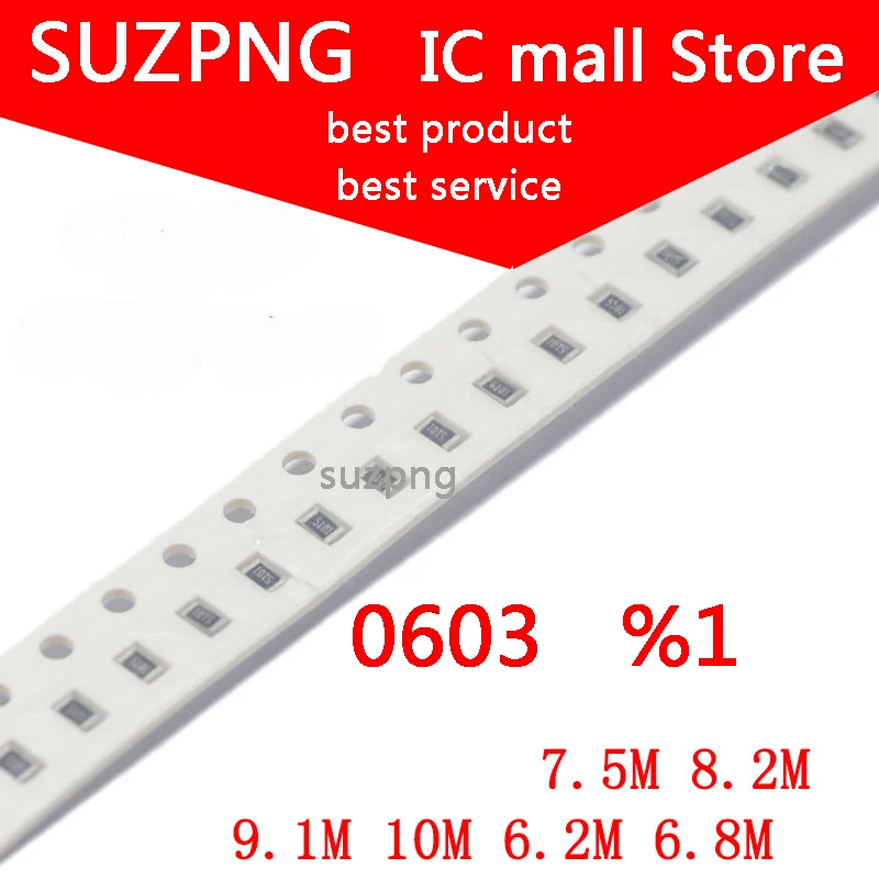 

100 шт. 0603 SMD резистор 1% M 6,2 M 6,8 M 7,5 M 8,2 M 10M в наличии