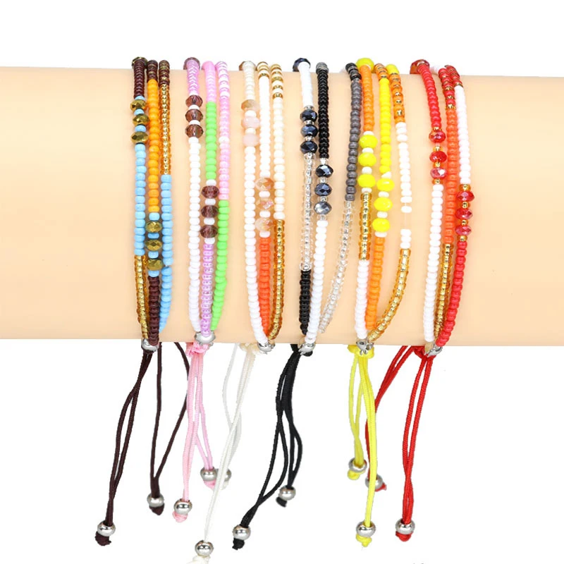 

New Chain Multilayer Bracelet Handmade Beaded Anklet Bohemian Adjustable Ankle Band Bracelet Men Women Handmade Beach Jewelry