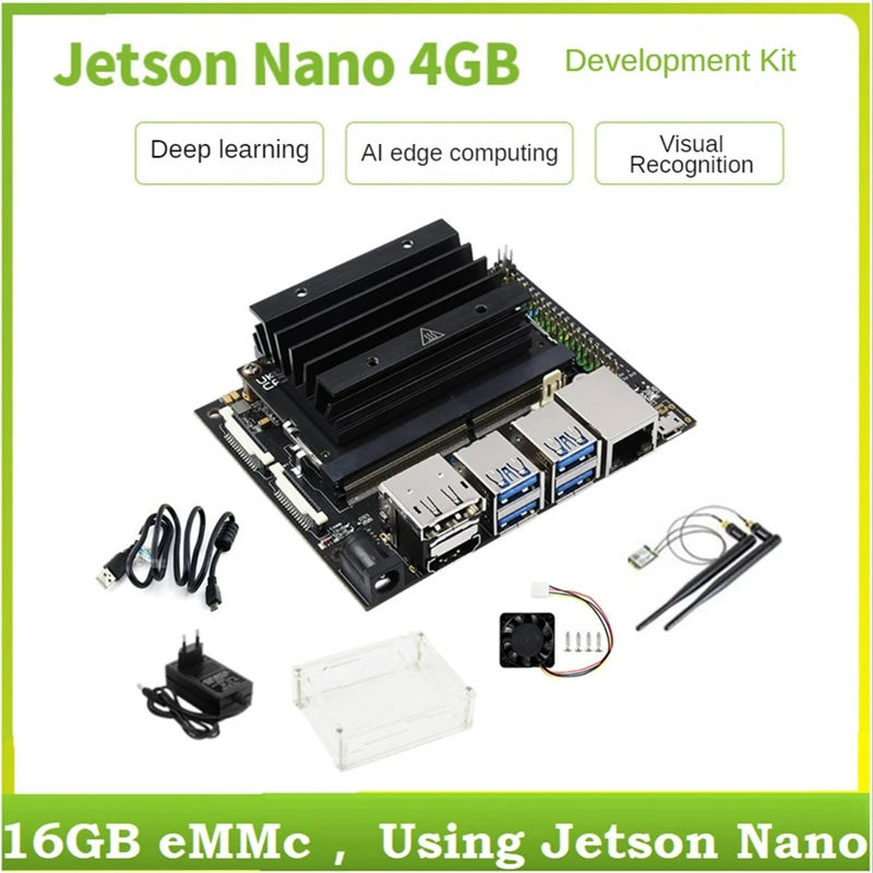 

For Jetson Nano 4GB Developer Kit Intelligence Development Board Kit with Jetson Nano Module+Acrylic Case EU Plug