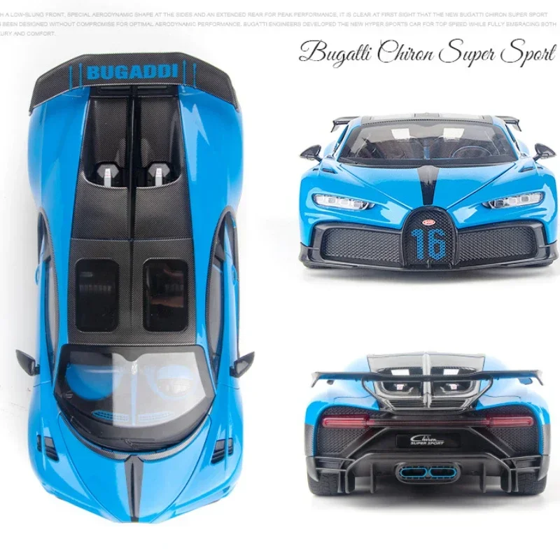 1:18 Модель суперкара Bugatti Chiron цанговый высокая имитация звука и света литая под