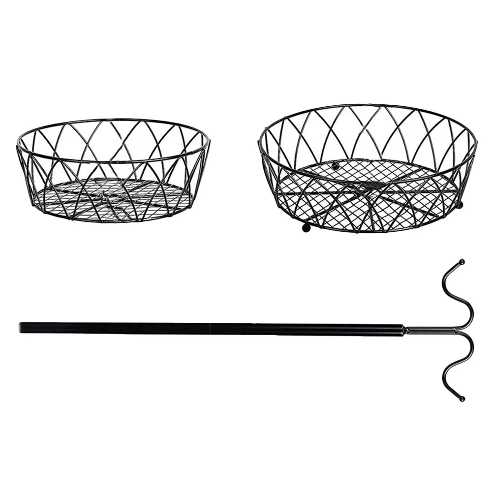 

1 set of Double-layer Fruit Basket Banana Hook Removable Fruit Basket Iron Fruit Holder