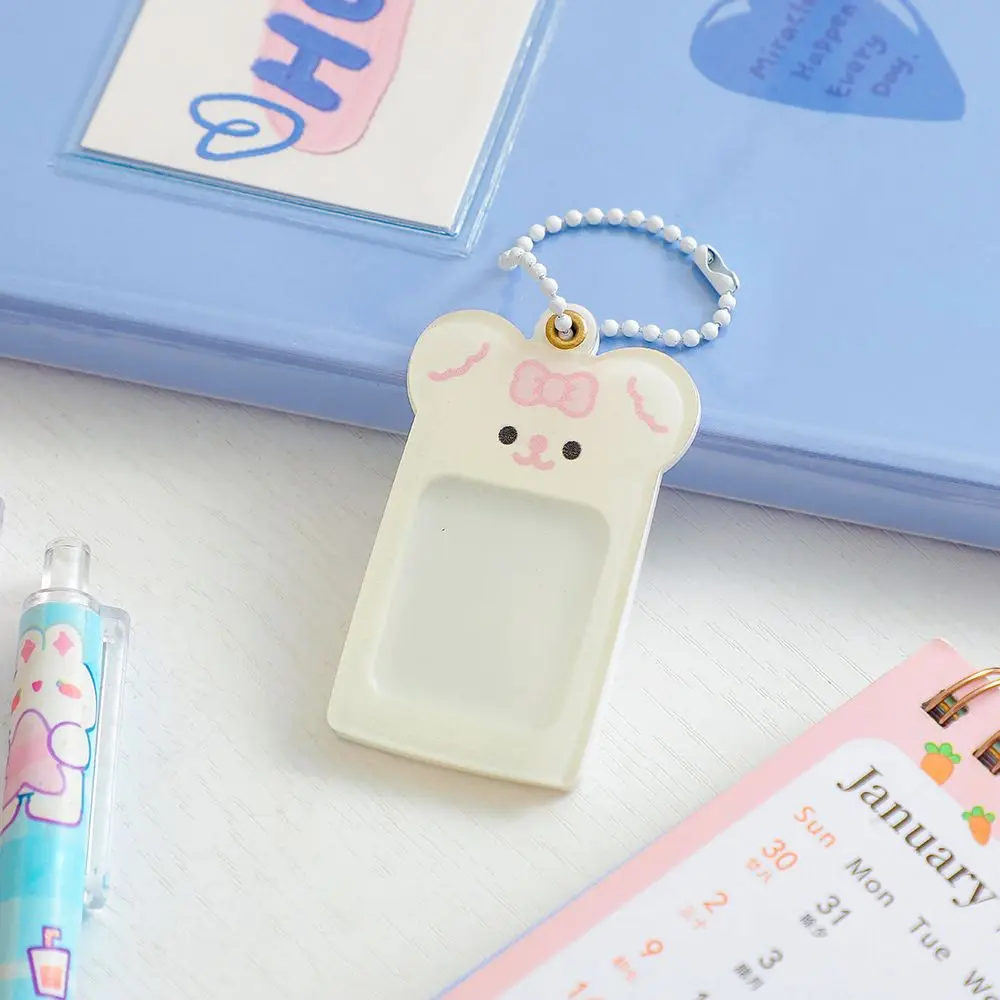 

1 Pc Acrylic Keychain DIY Photocard Holder Kawaii Bear Photo Picture Frame Keyring Pendant Key Holder Gift