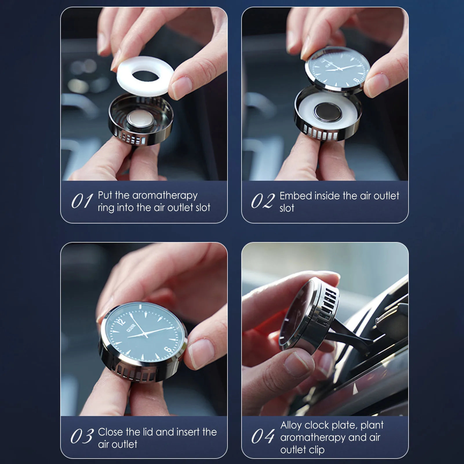 

Автомобильные часы приборной панели, аксессуары для ароматерапии в салоне автомобиля, миниатюрные водонепроницаемые часы для мотоцикла с ...