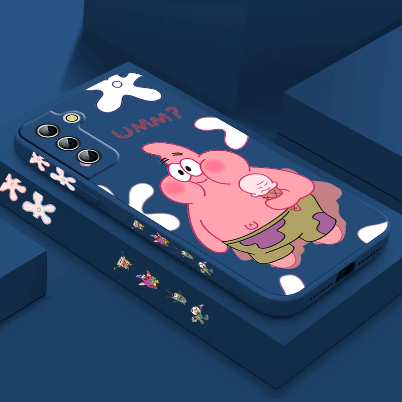 

Cartoon SpongeBob SquarePants Phone Case For Samsung Galaxy S22 S21 S20 Pro FE S10 Note 20 Plus Ultra Liquid Left Rope Cover