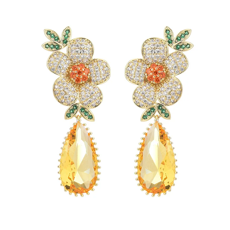 

Brand Design Women Fashion Statement Butterfly Water Drop Dangle Earrings S925 Silver Needle Wedding Party Bridal Jewelry