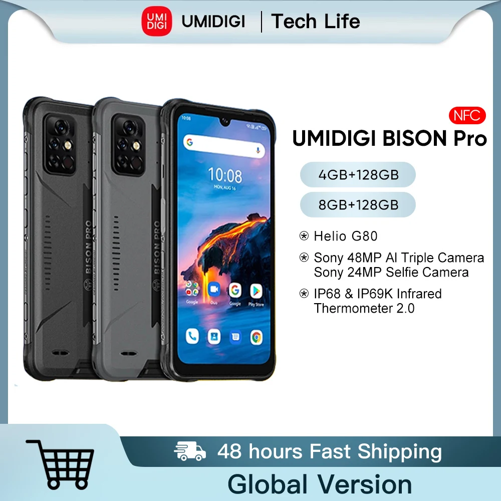 Смартфон UMIDIGI BISON Pro 128 ГБ IP68/IP69K Helio G80