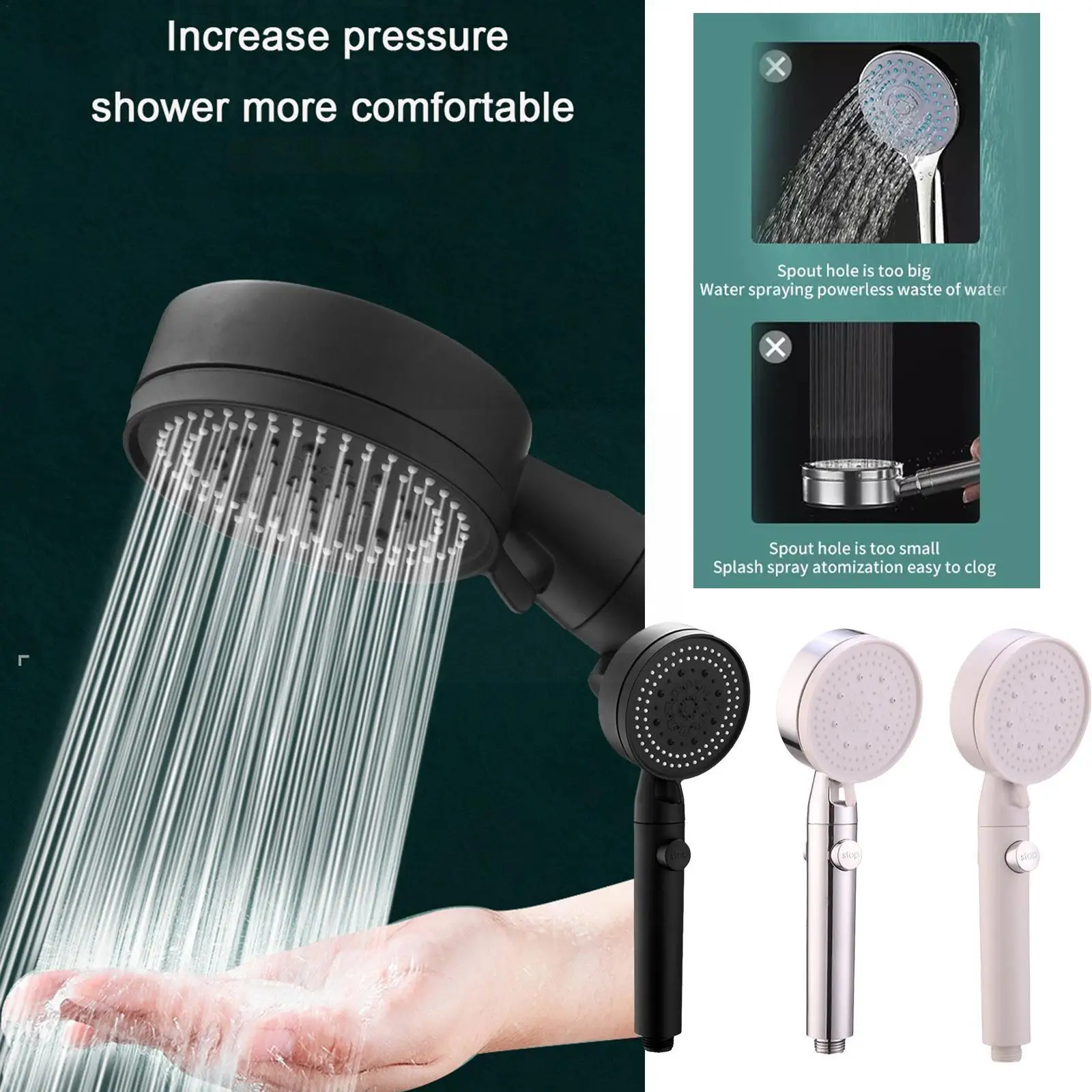 

Multifunctional 5Mode High Pressure Water Saving Shower Turbo Shower Accessory Shower Bathroom Head Adjustable Water Eco Ma T1C8