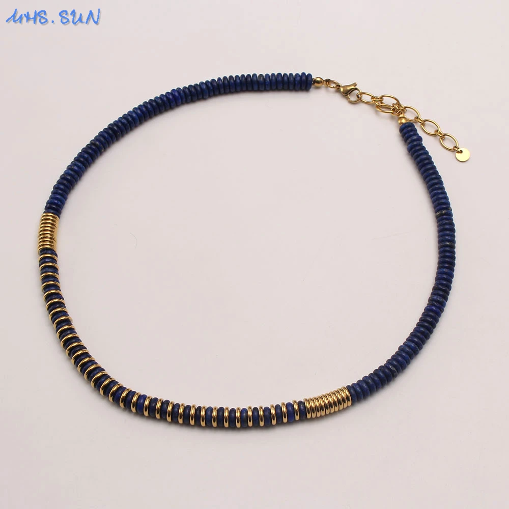 

SUNSLL Hip Hop Natural Stone Beads Choker Stainless Steel Chain Necklace For Women Fashion Clavicle Neck Stackable Jewelry