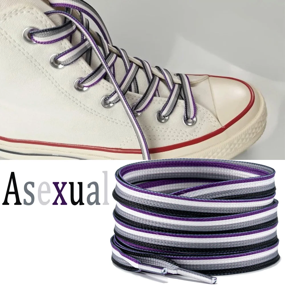 

Asexual Flag Color Shoelaces Pride Flat-styled High-quality Paint Shoelaces Accessories Fits Boots, Sneakers&More! 100/120/150cm