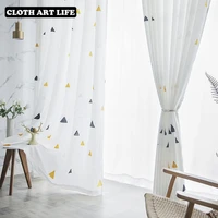 triangle embroidered sheer curtains for childrens bedroom window treatments mesh tulle curtains living room drapes bay window