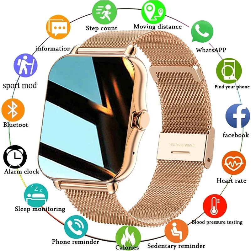

Women Smart Watch Men 1.69" Full Touch Screen Heart Rate Fitness Tracker Ladies Watch Bluetooth Call Smart Clock for Android IOS
