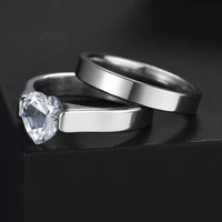 love heart crystal zircon engagement rings set for women couple lovers wedding jewelry accessories gift fashion party rings