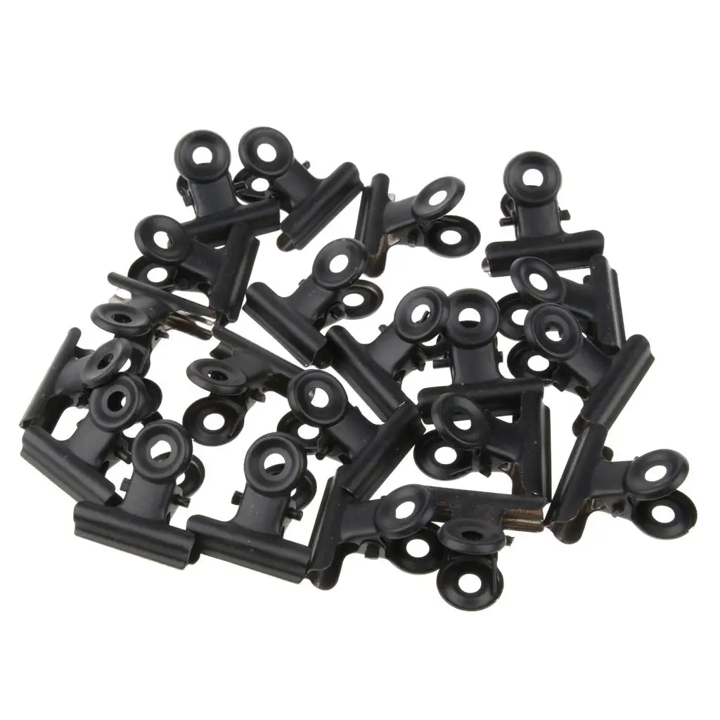 

20x 22mm Bulldog Stainless Steel Metal Paper Letter Grip Clips Clamp -Black Stronger Grip
