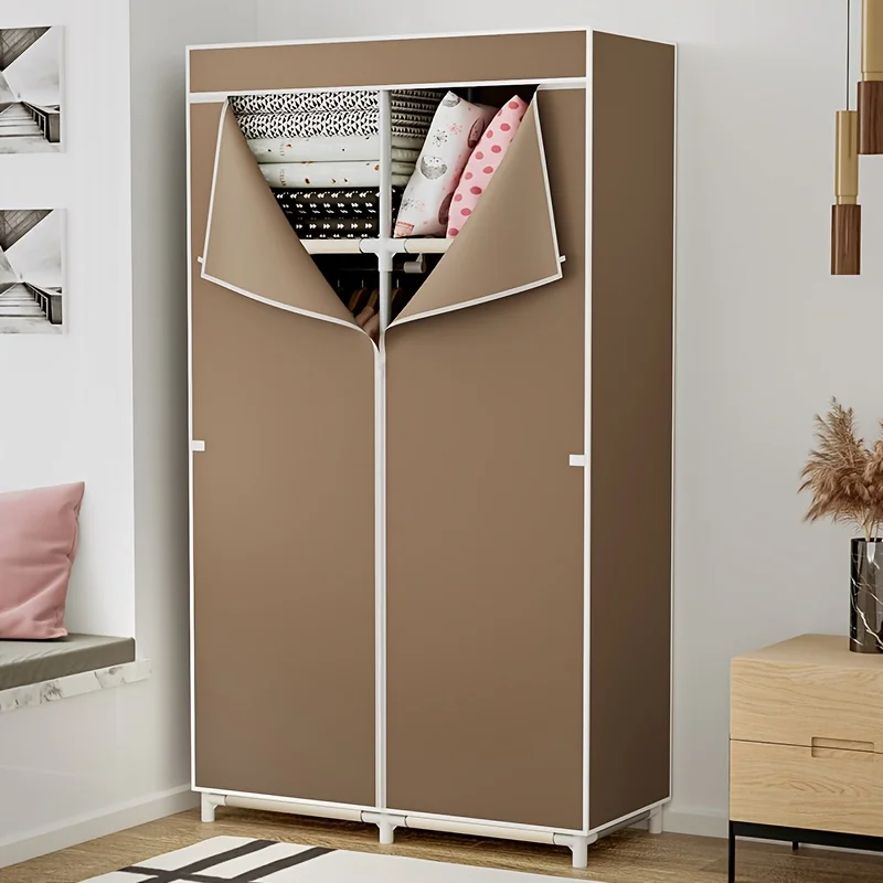 

1pc Simple Wardrobe Dustproof Zipper Storage Cabinet Clothes Bedroom Organizer Easy To Assemble Clothing Closet Home Furniture