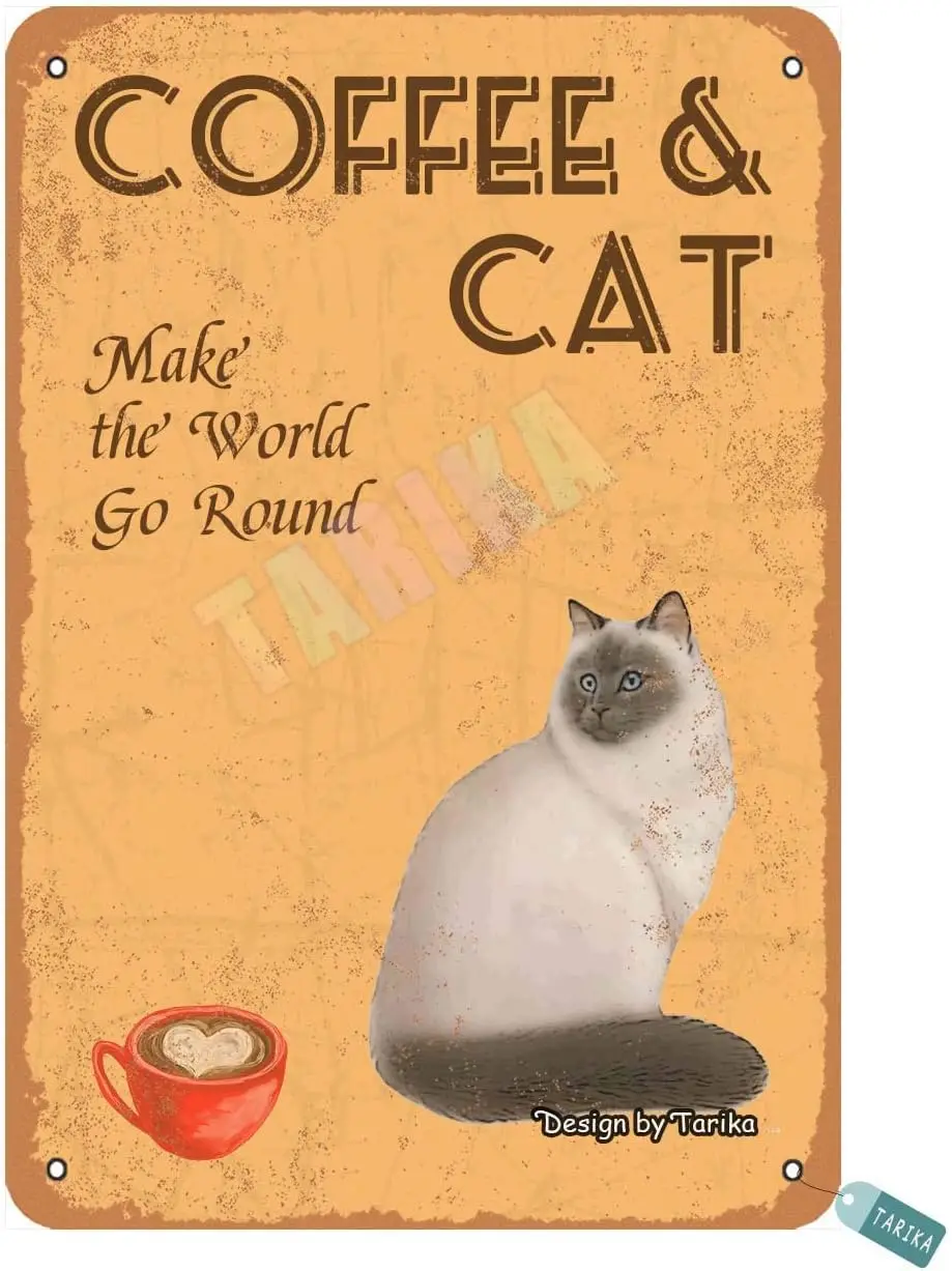 Кофейный и гималайский кот Make The World Go круглый для бара кухни гостиной столовой