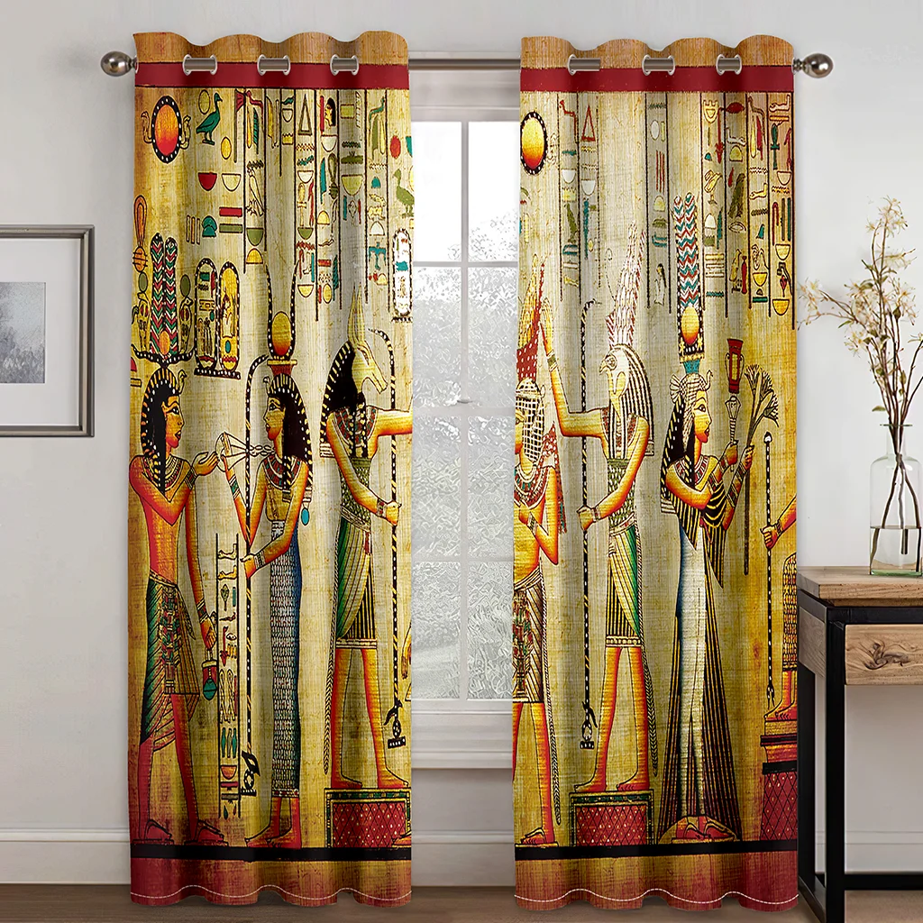 

Ancient Egyptian Modern Curtains for Living Room Thin Shading Curtains Luxury for Bedroom Accessories Window Curtains