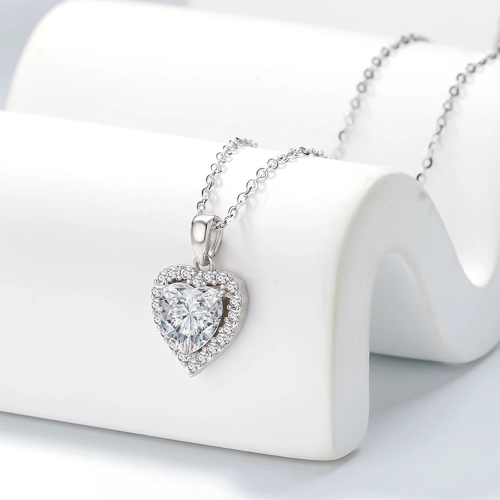 2-каратное ожерелье с подвеской из муассанита в форме сердца для женщин