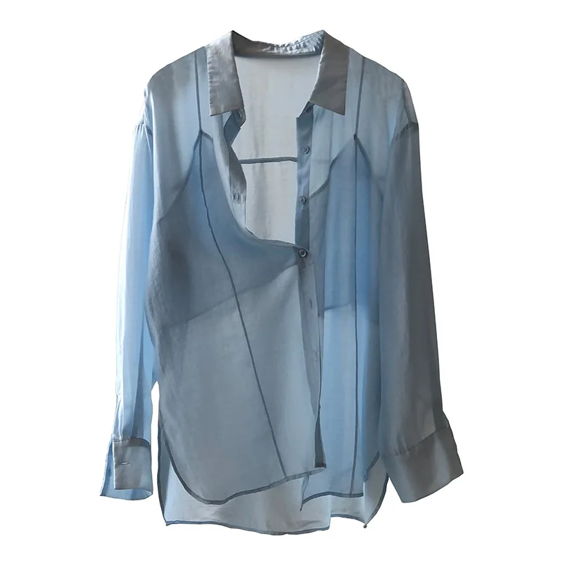 Женская рубашка с длинным рукавом новый стиль лето 2023