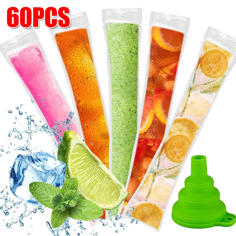 

Disposable Popsicle Bags Ice-making Freezing Maker Self-Seal Ice Bags with Funnel for Summer DIY Drinking Kitchen Ice Cube Molds