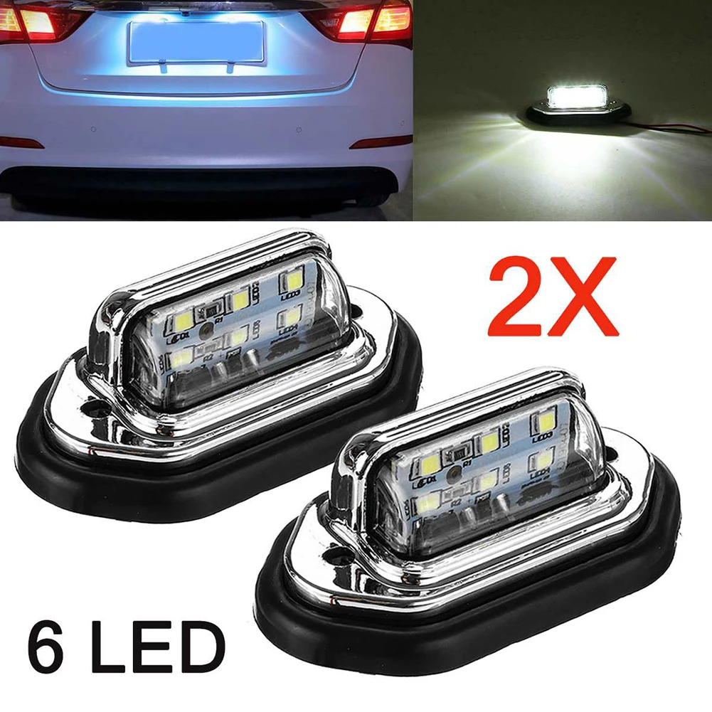 

2PCS Car LED License Plate Light 12V-24V 6 LED Waterproof white Taillight for Truck SUV Trailer Van RV