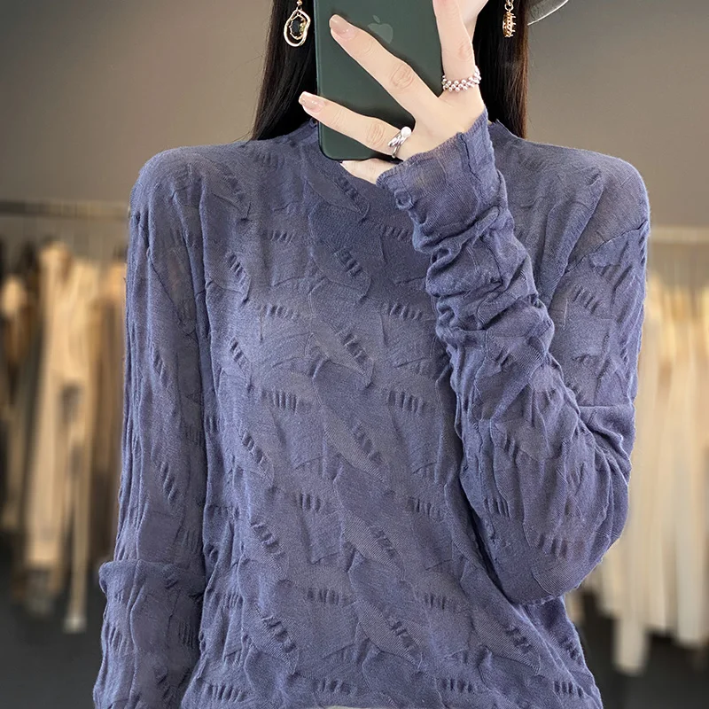 Модный женский вязаный свитер с длинным рукавом и круглым вырезом пуловер