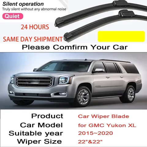 Щетки стеклоочистителя переднего стекла автомобиля для GMC Yukon XL 2015 2016 2017 2018 ~ 2020 безрамные прочные резиновые аксессуары для очистки снега
