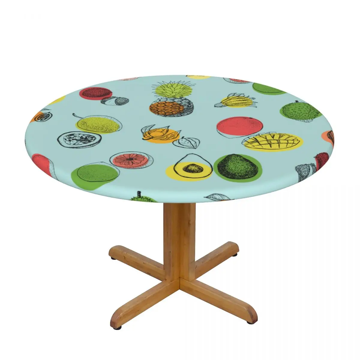 

Круглая скатерть для обеденного стола, эластичная ткань с изображением тропических фруктов, подходит для украшения дома, отеля