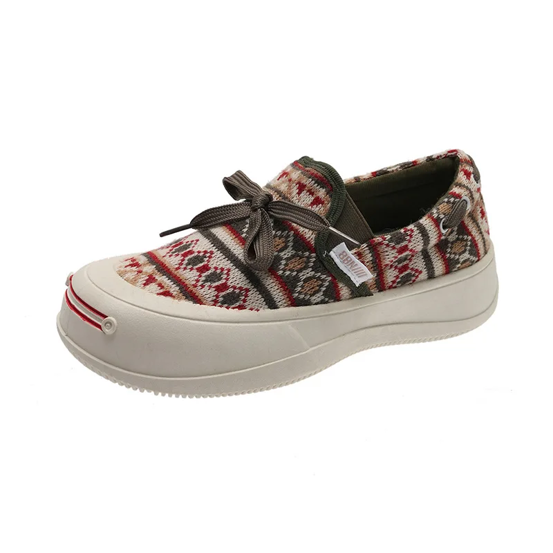 Opening Smile Women's Shoes 2023 Spring/Summer New Canvas Shoes Women's Breathable Thick Sole Matsutake Casual Board Shoes Women