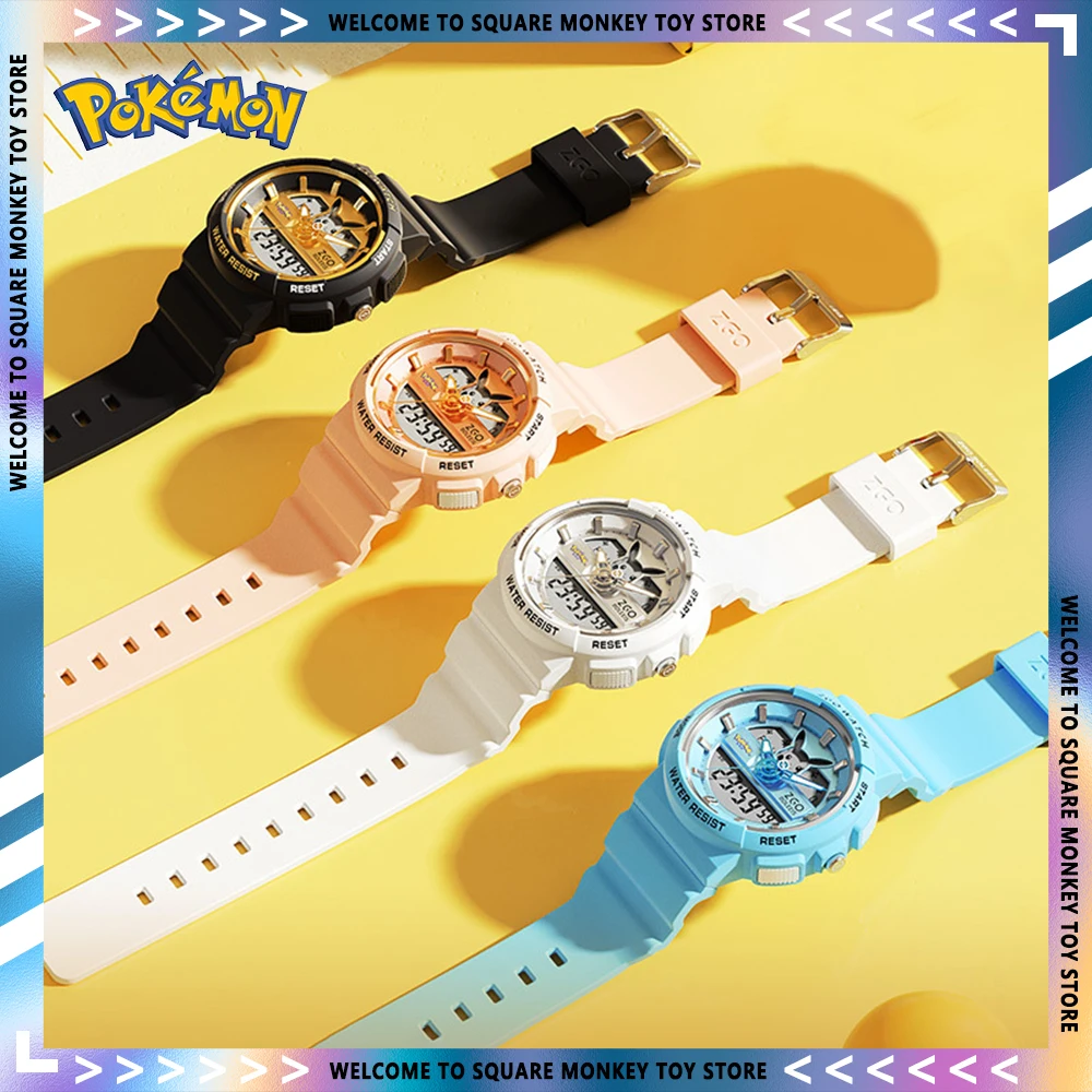 

Оригинальные часы Pokemon Joint Pikachu, водонепроницаемые светящиеся спортивные электронные часы, аксессуары для аниме, подарок для мальчиков на де...