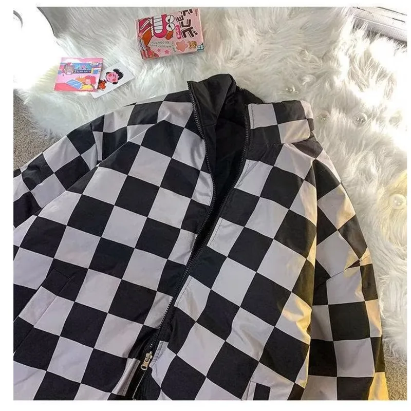 New men and women clothes winter jacket Youth Fashion Solid cotton coat Harajuku Temperament Single Stand Collar Simple parkas