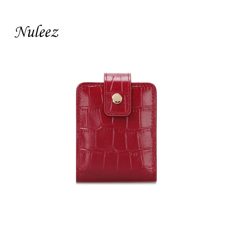 

Nuleez Cosmetic Bag Mini with Mirror Small Lipstick Bag Women Crocodile Pattern Mouth Red Coins Wallet