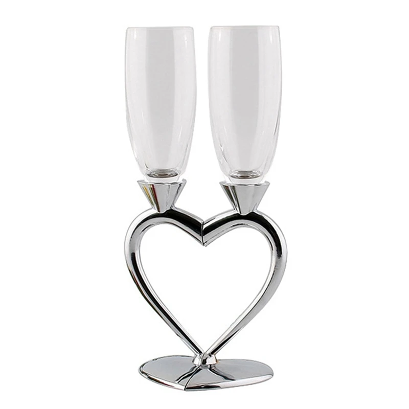 

Wedding Champagne Flute Glasses For Bride And Groom Champagne Glasses Joint-Heart For Wedding Engagement Anniversary