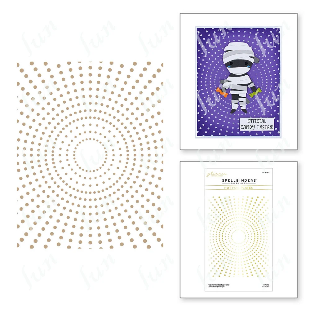 

2022 New Arrival Hypnotic Background Glimmer Hot Foil Plate Stencils for Diy Scrapbooking Decorative Embossing Paper Cards Album